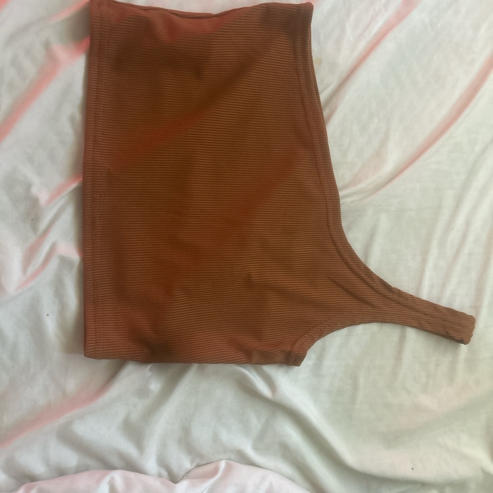 off one shoulder brown shein shirt